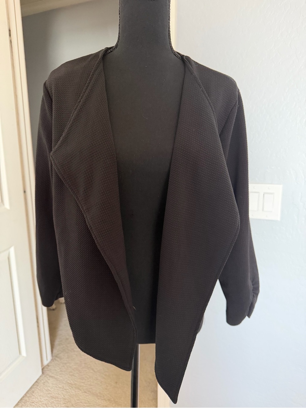 Shinestar Black Open-Front Draped Women's Blazer